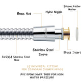 Klabb stainless steel Shower Hose, 118 Inches Chrome Handheld Shower Head Hose With Brass insert and nut.replace shower hose with 1/2" NUT